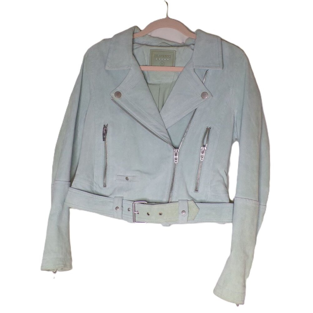 🆕BLANKNYC Suede Moto Jacket Basil (Mint) Medium - Picture 8 of 11